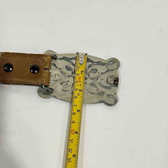 Vintage Firenze Leather Belt 36 Removable Nickel Silver Cow Buckle Argentina - Picture 16 of 16